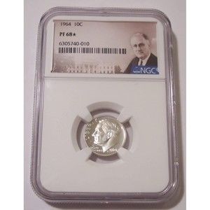 1964 Roosevelt Dime Proof PR68 Star NGC Portrait Label